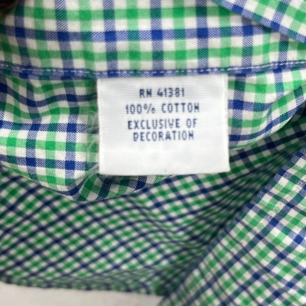 Ralph Lauren Shirt Mens M Green Blue Custom Fit Gingham Check Button Down Preppy